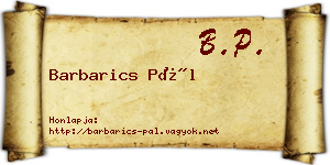 Barbarics Pál névjegykártya