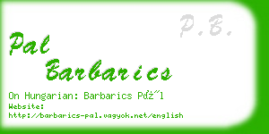 pal barbarics business card